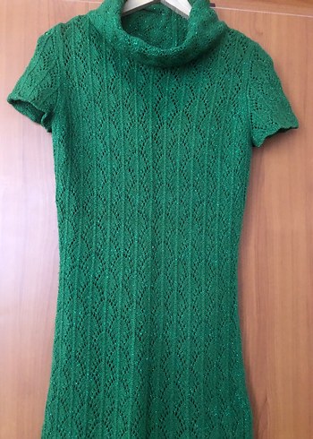 Nirvana Yeşil Bohem Örgü Midi Elbise - Görsel 2