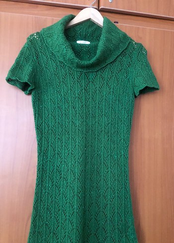 Nirvana Yeşil Bohem Örgü Midi Elbise - Görsel 7