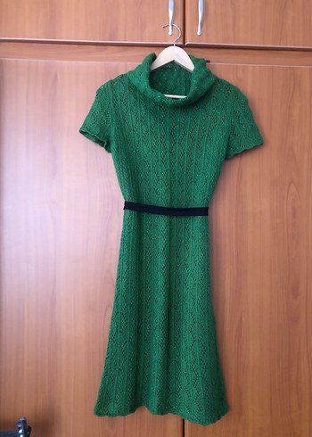 Nirvana Yeşil Bohem Örgü Midi Elbise - Görsel 5