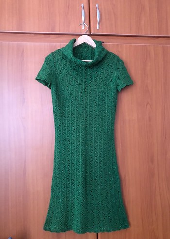 Nirvana Yeşil Bohem Örgü Midi Elbise - Görsel 4