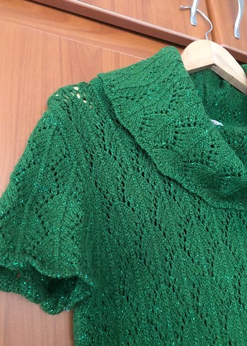 Nirvana Yeşil Bohem Örgü Midi Elbise - Görsel 9