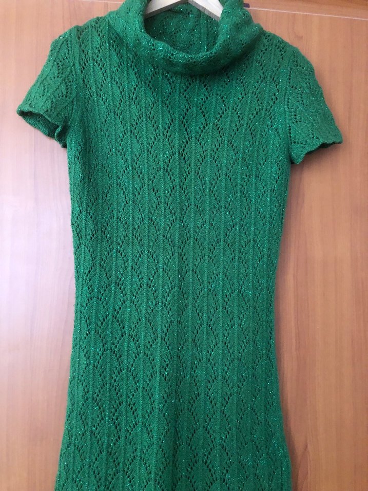 Nirvana Yeşil Bohem Örgü Midi Elbise - Görsel 2