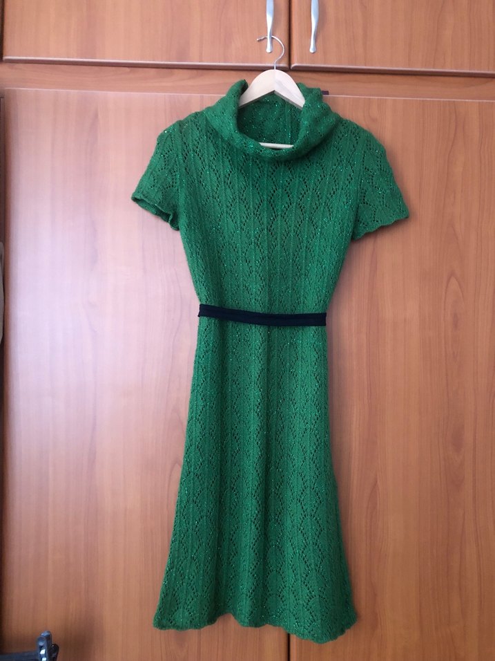 Nirvana Yeşil Bohem Örgü Midi Elbise - Görsel 5