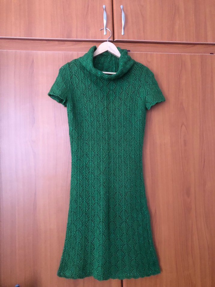 Nirvana Yeşil Bohem Örgü Midi Elbise - Görsel 4