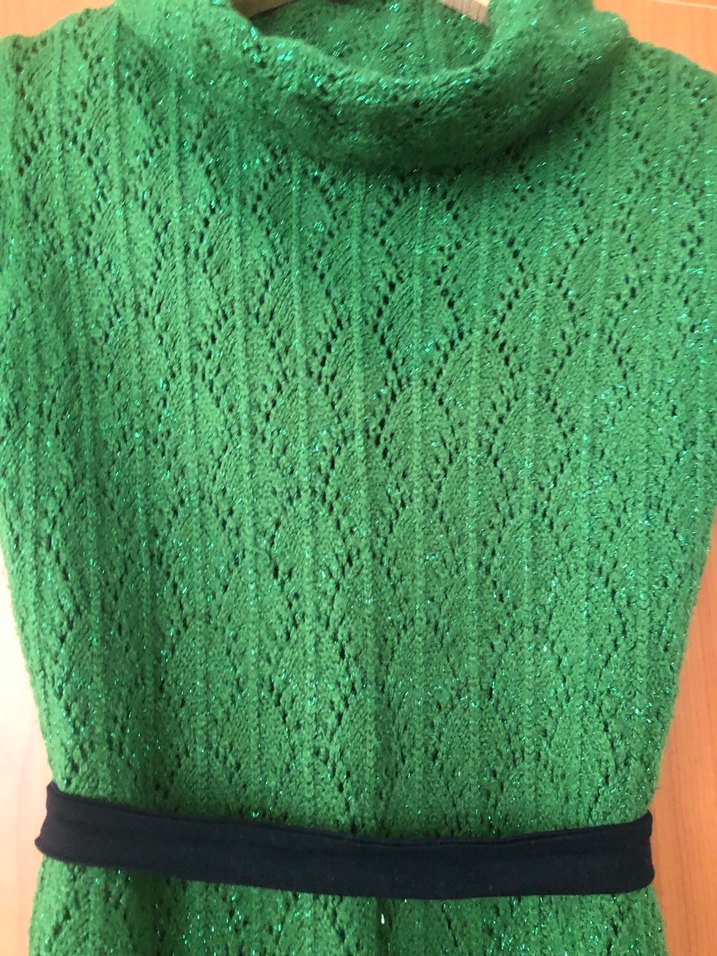 Nirvana Yeşil Bohem Örgü Midi Elbise - Görsel 3