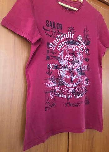 Defacto Bordo Baskılı Erkek Tişört - Görsel 3