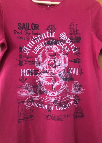 Defacto Bordo Baskılı Erkek Tişört - Görsel 2