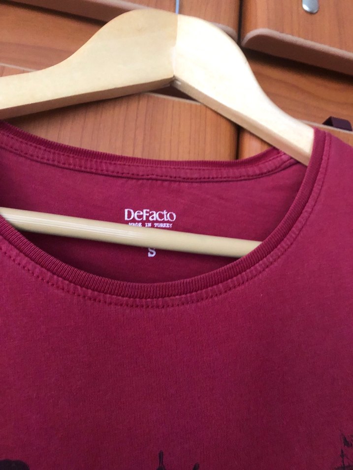 Defacto Bordo Baskılı Erkek Tişört - Görsel 4