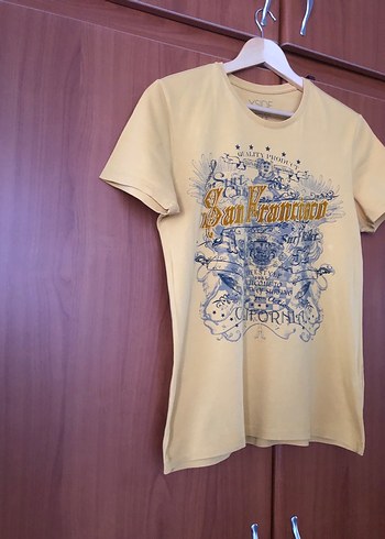 Sarı Baskılı Erkek Pamuk Tişört - Görsel 2