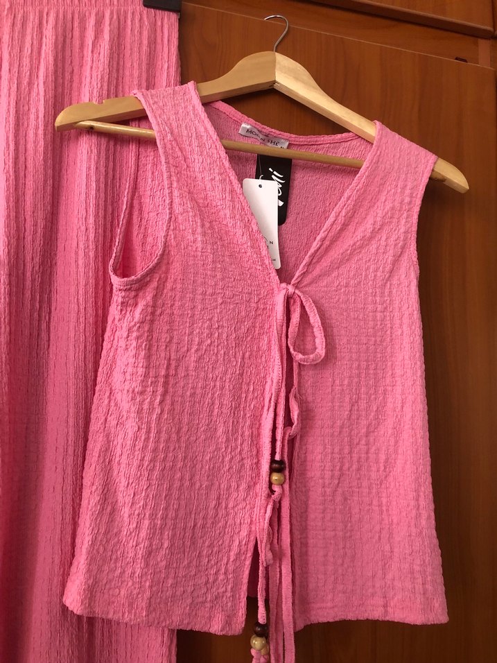 Moon she Pembe V Yaka iki Parçalı Rahat Takım — görsel 2/10