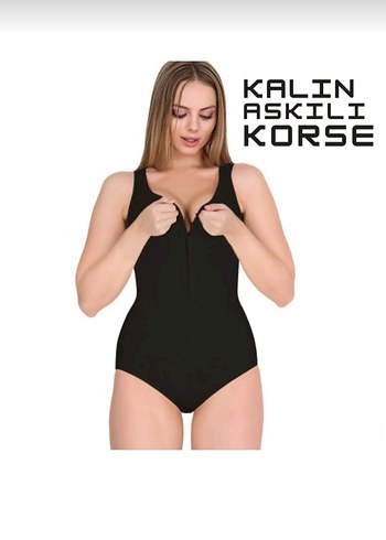 Kalın Askılı Siyah korse