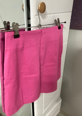 Trendyol & Milla Pembe Keten Mini Etek Fermuarlı