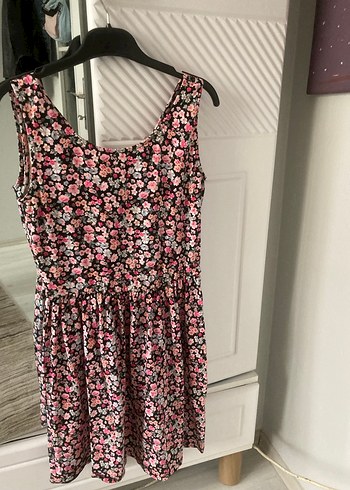 xs Beden Pembe Çiçekli Bohem Midi Elbise
