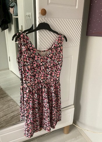 LC Waikiki Pembe Çiçekli Bohem Midi Elbise