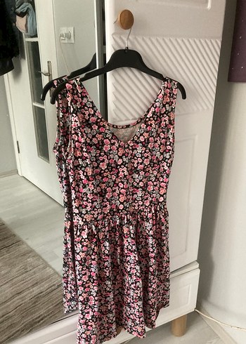 xs Beden pembe Renk Pembe Çiçekli Bohem Midi Elbise