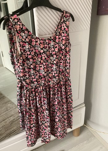 Pembe Çiçekli Bohem Midi Elbise