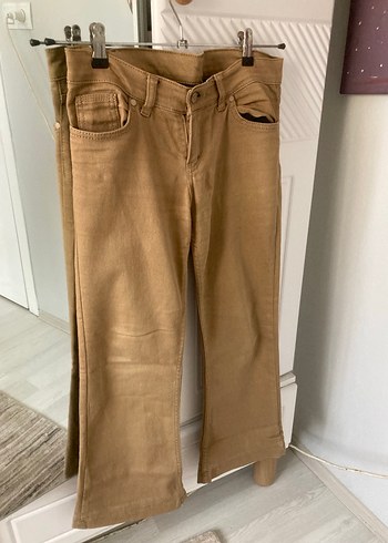Diğer Bej Kemerli Keten Kadın Pantolon