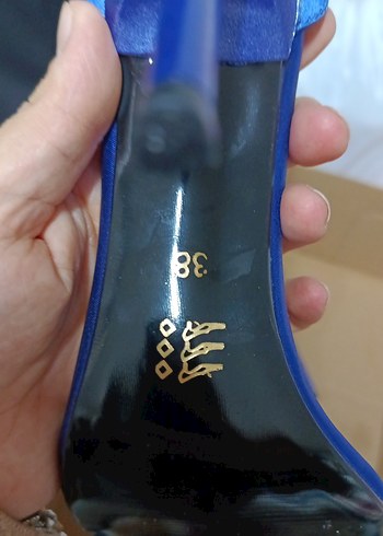 38 Beden mavi Renk Mavi Parlak Bantlı Topuklu Kadın Ayakkabı