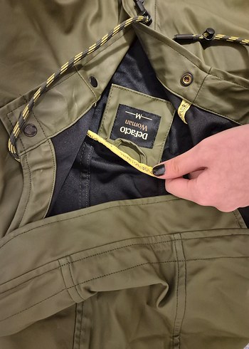 haki yeşil suni deri yağmurluk - Görsel 3