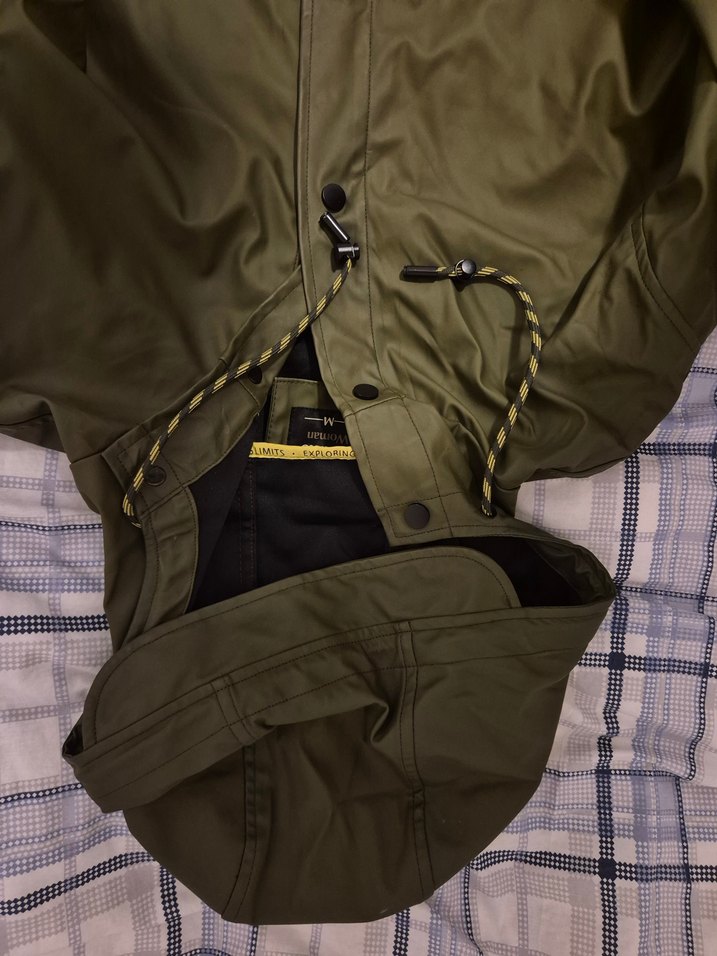 haki yeşil suni deri yağmurluk - Görsel 2