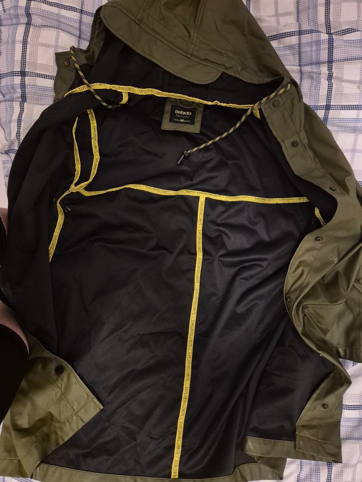 haki yeşil suni deri yağmurluk - Görsel 4