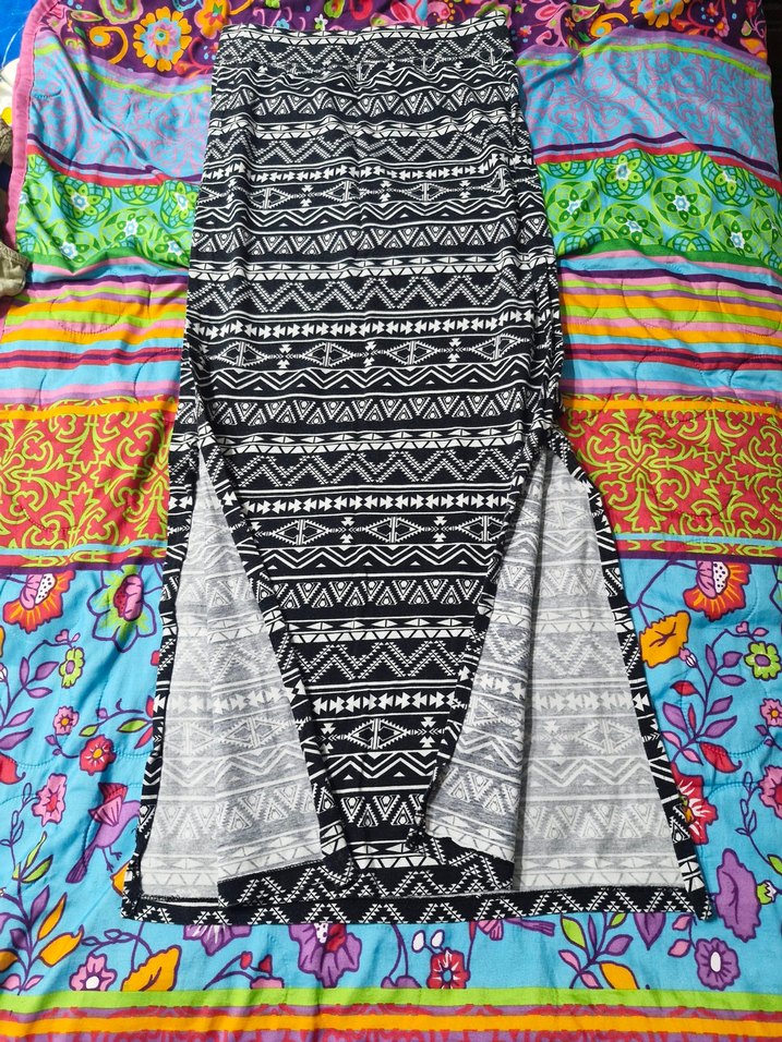 Bohem Desenli Yırtmaçlı Uzun Etek - Görsel 3