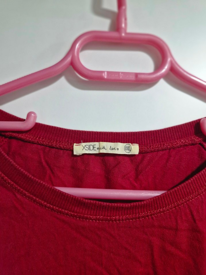 Kırmızı Uzun Kollu Pamuklu Bluz - Görsel 2