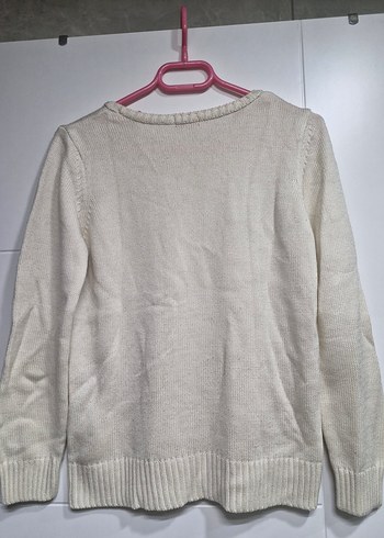 Beyaz Örgü Kadın Kazak - Görsel 3