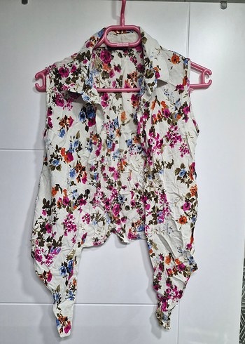 Çiçek Desenli Kolsuz Gömlek - Görsel 5