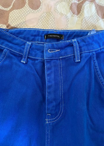 34 Beden mavi Renk Mavi Kargo Wide Leg Jean