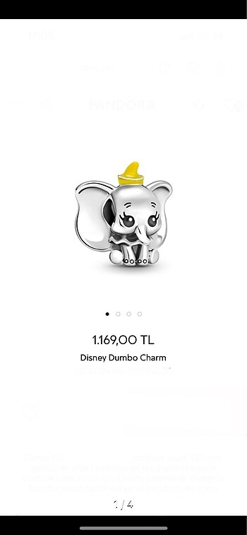 Pandora Dumbo fil charm