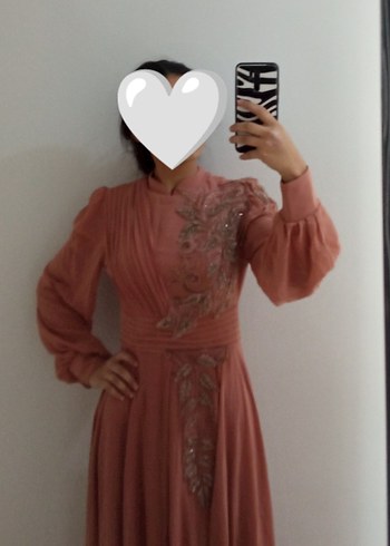 Abiye Pembe Nakışlı Uzun Bohem Elbise