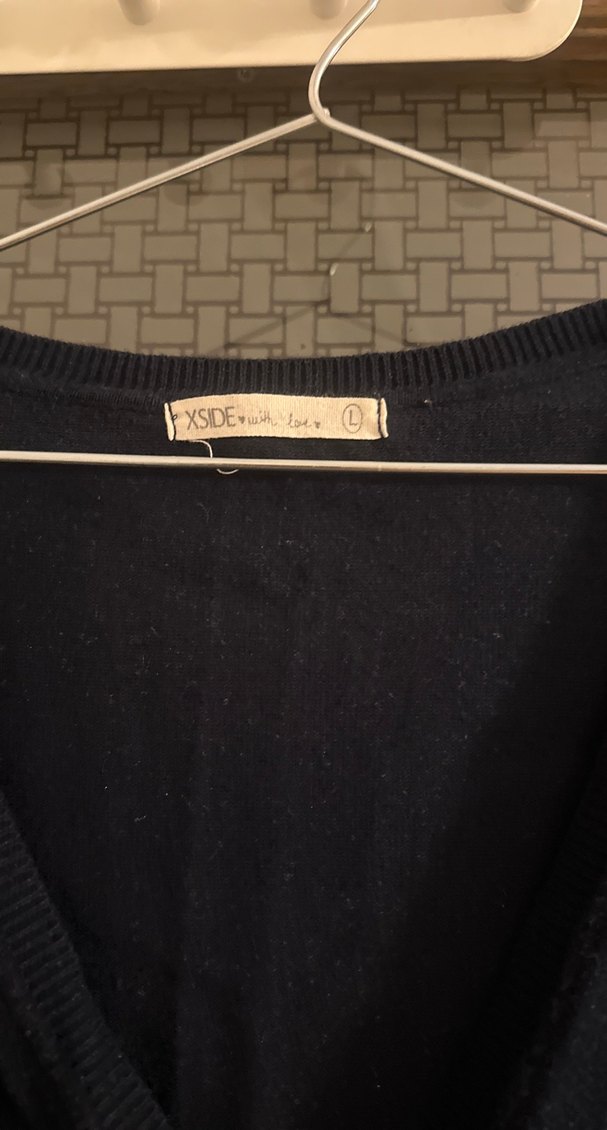 Düğmeli  lacivert Kadın Hırka - Görsel 3