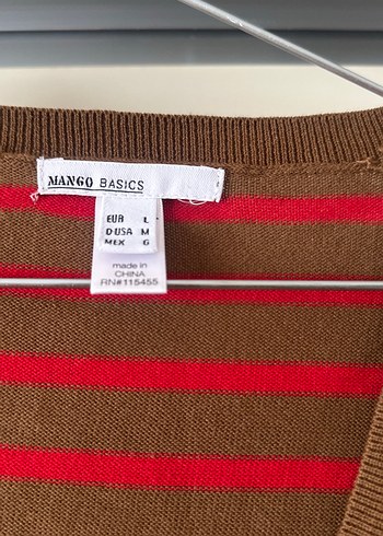 Düğmeli Kahverengi Kırmızı Çizgili Triko Hırka - Görsel 2