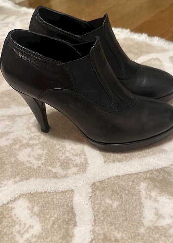 Kadın Siyah Platform Topuklu Deri Bot - Görsel 2