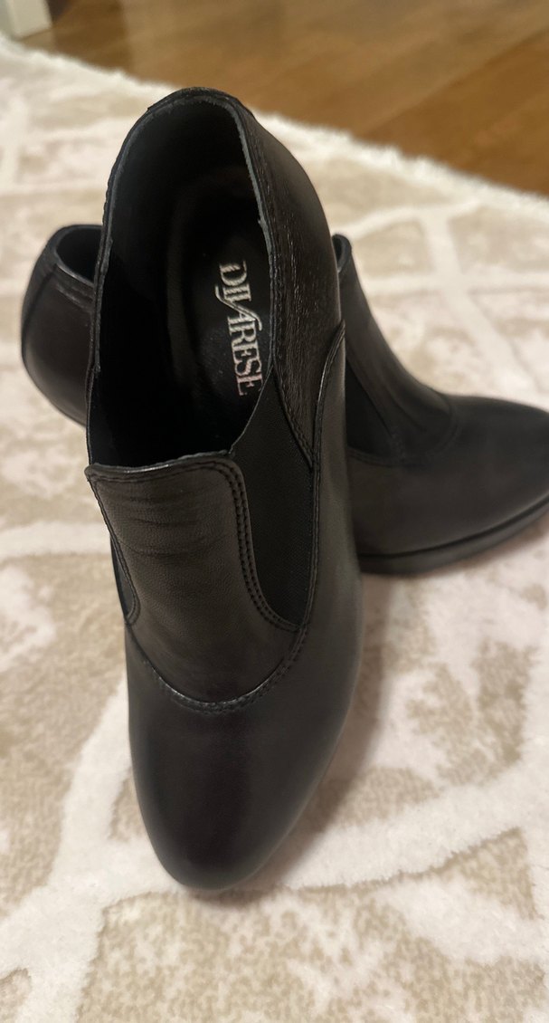 Kadın Siyah Platform Topuklu Deri Bot - Görsel 4