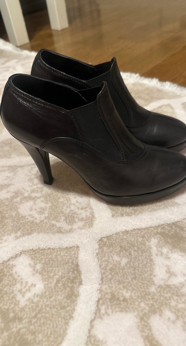 Kadın Siyah Platform Topuklu Deri Bot - Görsel 2