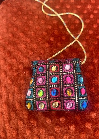 Renkli İşlemeli Boncuklu Bohem Çanta - Görsel 2