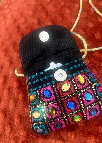 Renkli İşlemeli Boncuklu Bohem Çanta - Görsel 3