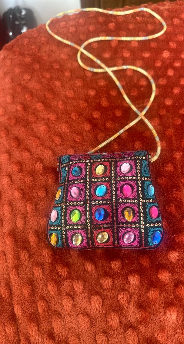 Renkli İşlemeli Boncuklu Bohem Çanta - Görsel 2