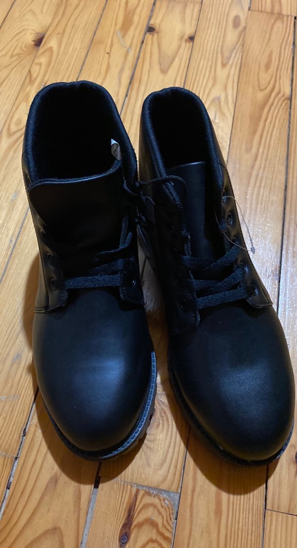 Erkek Siyah Bağcıklı Goth Bot - Görsel 5