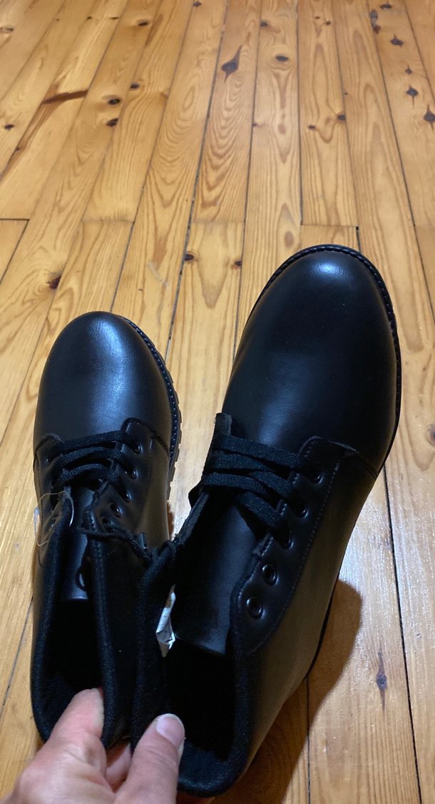 Erkek Siyah Bağcıklı Goth Bot - Görsel 3