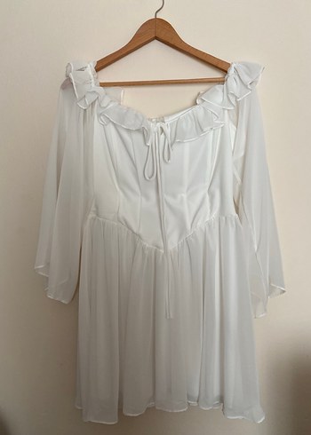 Beyaz Mini Korse Detaylı Elbise - Görsel 3