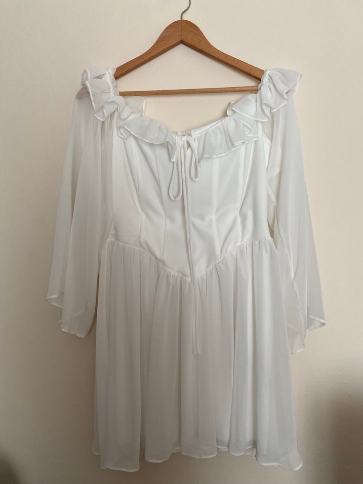 Beyaz Mini Korse Detaylı Elbise - Görsel 3