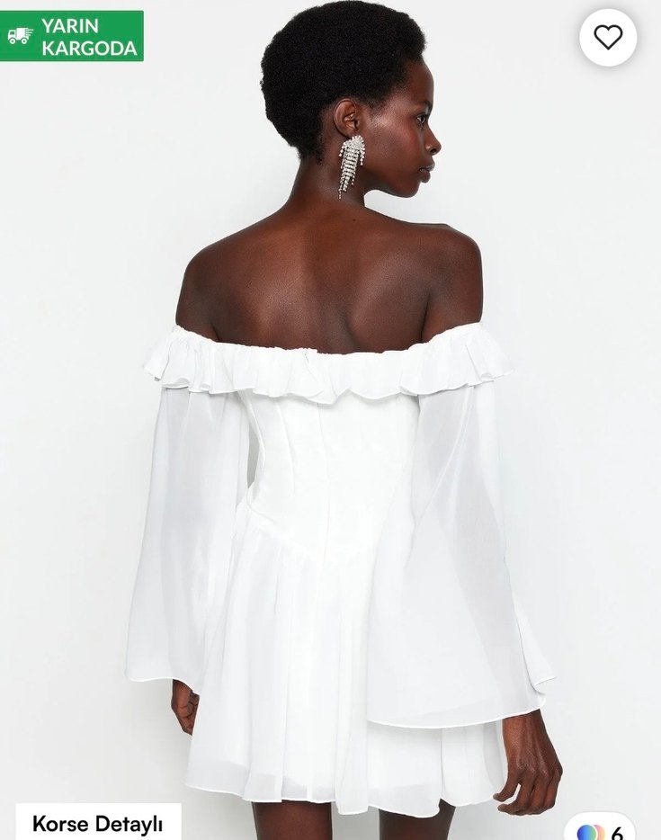 Beyaz Mini Korse Detaylı Elbise - Görsel 2
