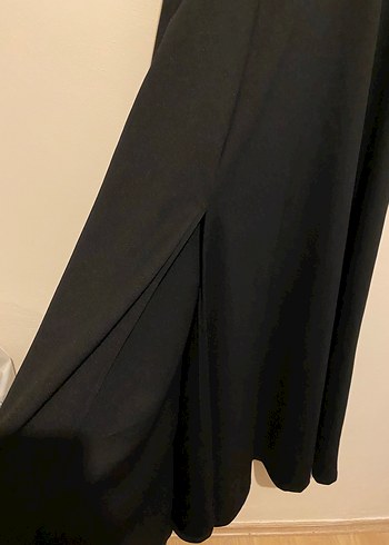 Siyah V Yaka Uzun Dalgıç Kumaş Abiye Elbise - Görsel 3