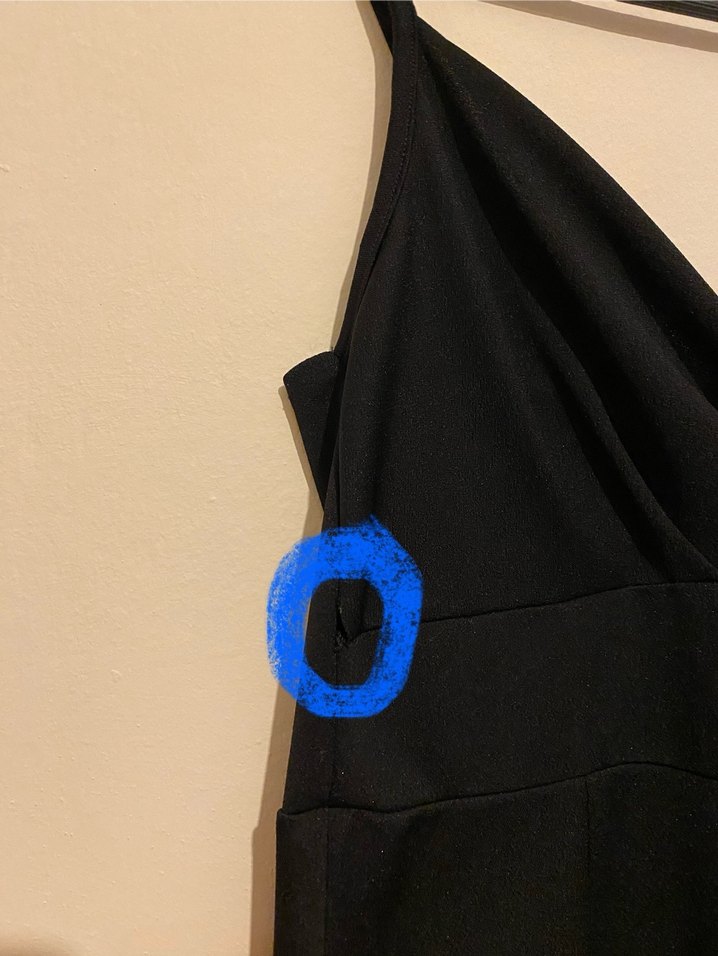 Siyah V Yaka Uzun Dalgıç Kumaş Abiye Elbise - Görsel 4