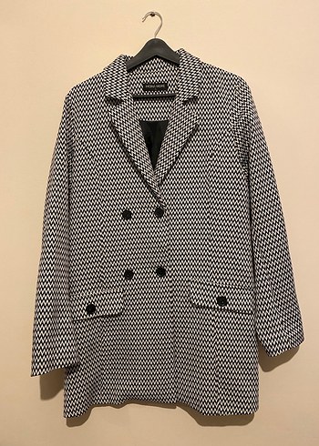 Gri Düğmeli Kadın Midi Blazer Ceket - Görsel 2