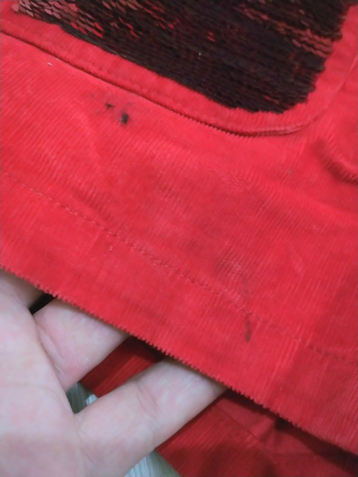 Nakışlı Kırmızı Süet Kız Şortu - Görsel 4