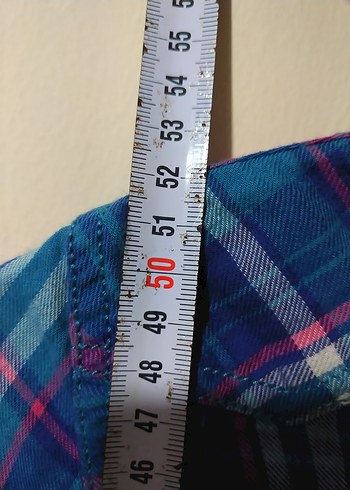 Düğmeli Uzun Kollu Mavi Ekose Gömlek - Görsel 3